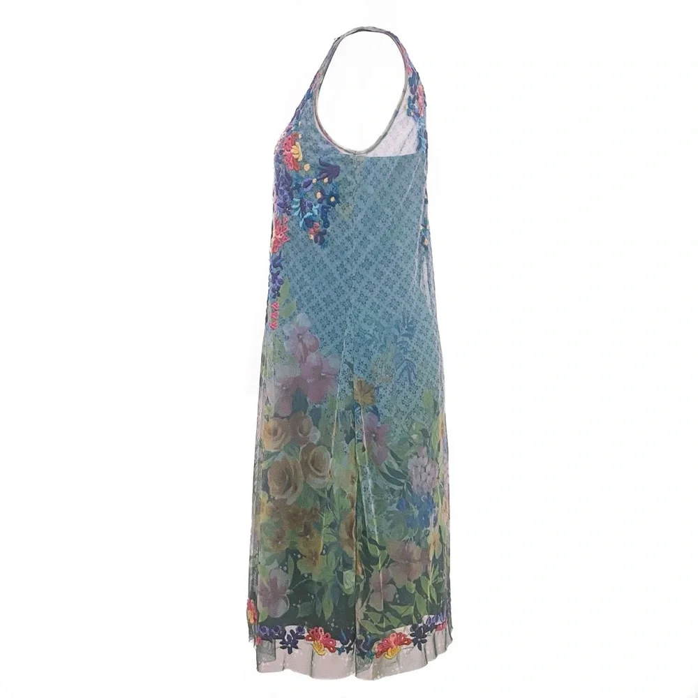 Johnny Was Rhandi Embroidered Printed Mesh Dress - Picture 2 of 13